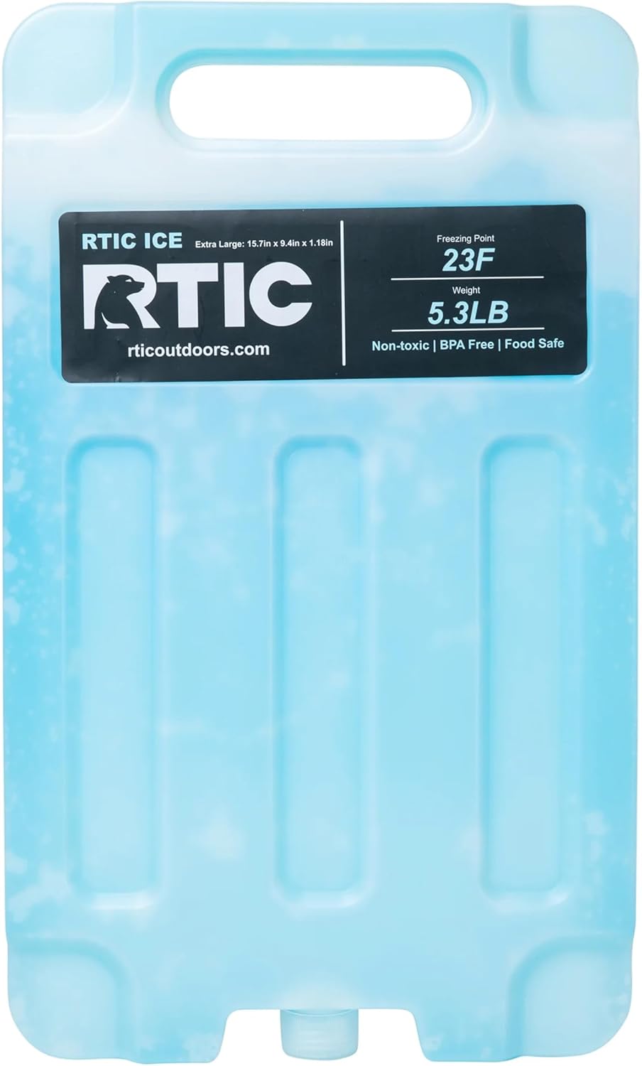 RTIC Reusable Ice Packs placed inside a truck‑mounted cooler on a rugged dirt road