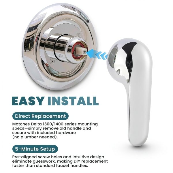 Delta Faucet Handle Chrome Tin Alloy NBPLUS Tool Free-5